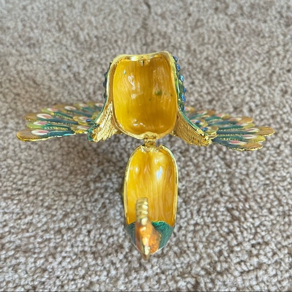 Peacock Trinket Box Jewelry Bejeweled 5 Inches - Picture 5 of 9